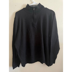 Men's Davis & Squire Black Gray Extra Fine Merino Quarter Zip Sweater XXL